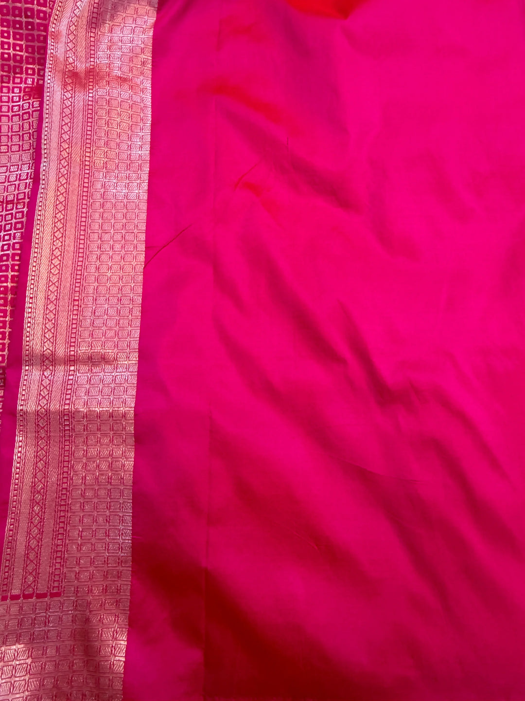 Rani Pink Pure Katan silk Handloom Banarasi Saree