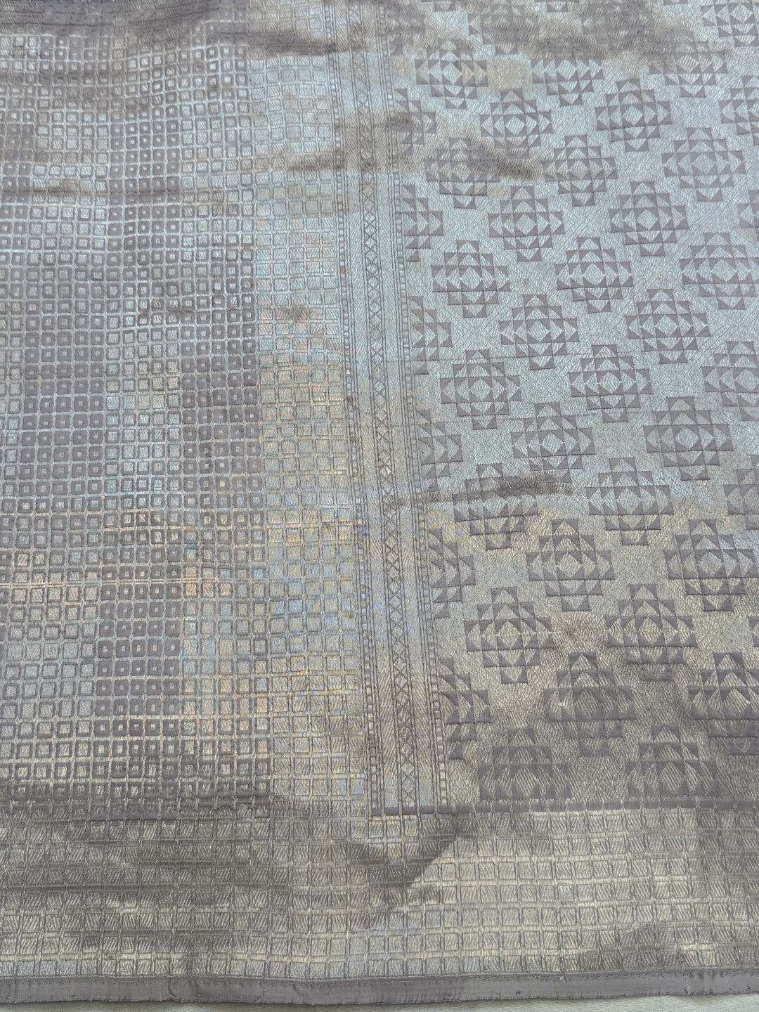 Grey Pure Katan silk Handloom Banarasi Saree