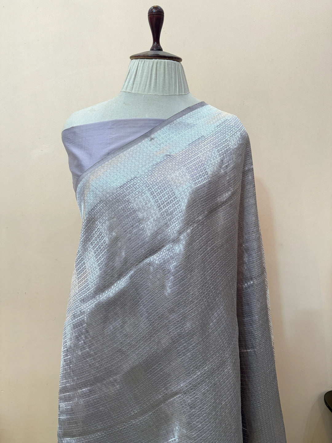 Grey Pure Katan silk Handloom Banarasi Saree