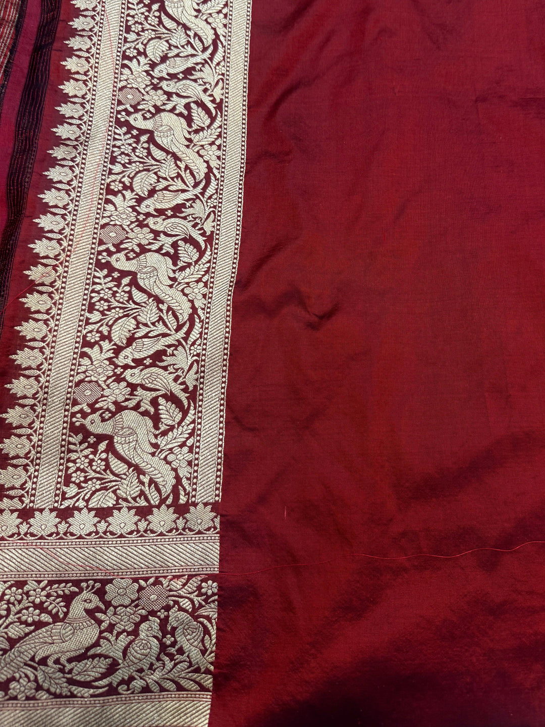 Maroon Pure Katan silk Handloom Banarasi Saree