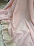 Pale Pink Pure Banarasi Handloom Khaddi Georgette Saree - Aura Benaras