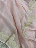 Pale Pink Pure Banarasi Handloom Khaddi Georgette Saree - Aura Benaras