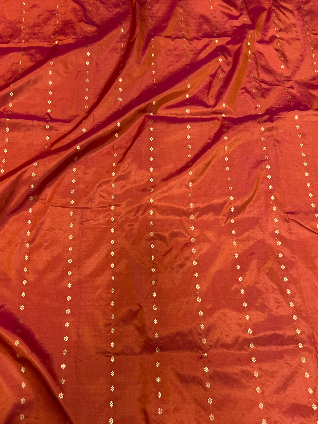 Rust Orange  Pure Katan Silk Banarasi Saree with Kadhwa Zari Buta