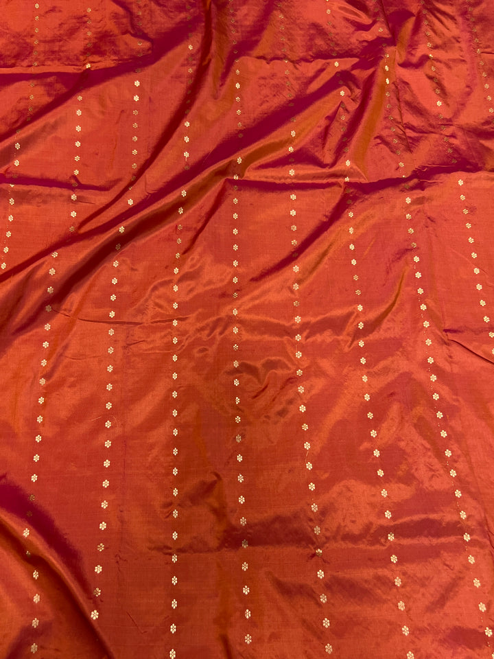 Rust Orange  Pure Katan Silk Banarasi Saree with Kadhwa Zari Buta