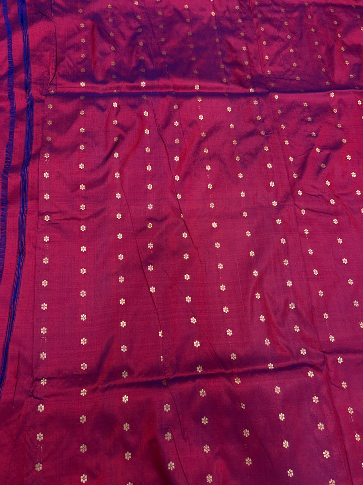 Deep Berry Pure Katan Silk Banarasi Saree Kadhwa Zari Buta Work