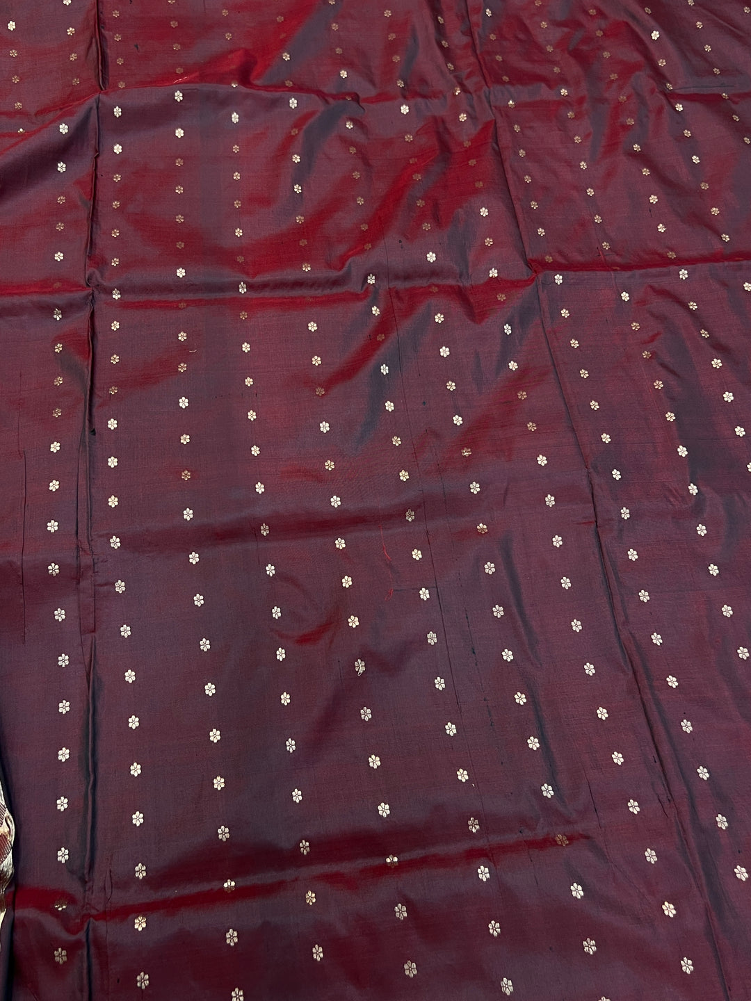 Browinsh Maroon Pure Katan Silk Banarasi Saree Kadhwa Zari Buta Work