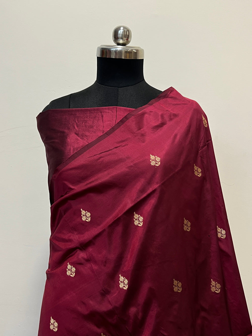 Maroon Pure Katan Silk Banarasi Saree with Kadhwa Zari Buta