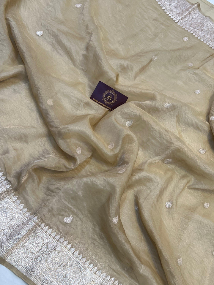 Crush tissue silk texture with traditional Banarasi Kadhwa weaving