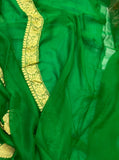 Green Khaddi Chiffon Banarasi Handloom Saree - Aura Benaras