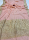 Pale Pink Pure Banarasi Handloom Khaddi Georgette Saree - Aura Benaras