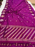 Purple Banarasi Handloom Katan Silk Saree