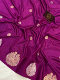 Purple Pure Banarasi Handloom Katan Silk Saree - Aura Benaras