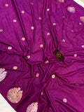 Purple Pure Banarasi Handloom Katan Silk Saree - Aura Benaras