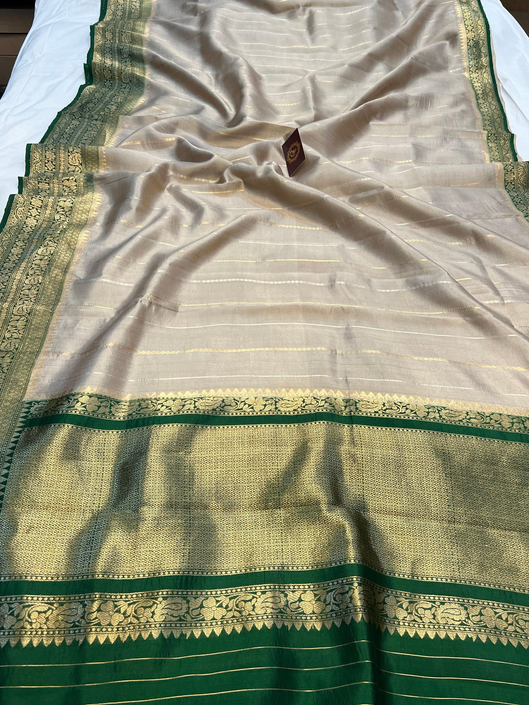 Grey Pure Banarasi Handloom Silk Saree - Aura Benaras