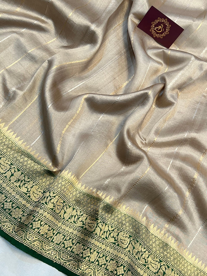 Grey Pure Banarasi Handloom Silk Saree - Aura Benaras