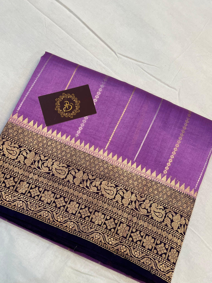 Lavender Pure Banarasi Handloom Silk Saree - Aura Benaras