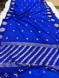 Royal Blue Pure Banarasi Handloom Katan Silk Saree - Aura Benaras