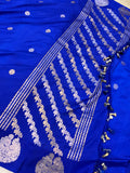 Royal Blue Pure Banarasi Handloom Katan Silk Saree - Aura Benaras