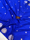 Royal Blue Pure Banarasi Handloom Katan Silk Saree - Aura Benaras