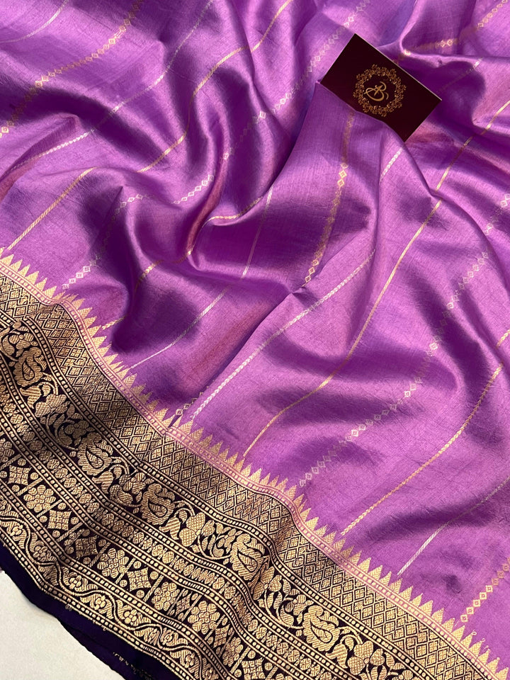 Lavender Pure Banarasi Handloom Silk Saree - Aura Benaras