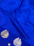 Royal Blue Pure Banarasi Handloom Katan Silk Saree - Aura Benaras