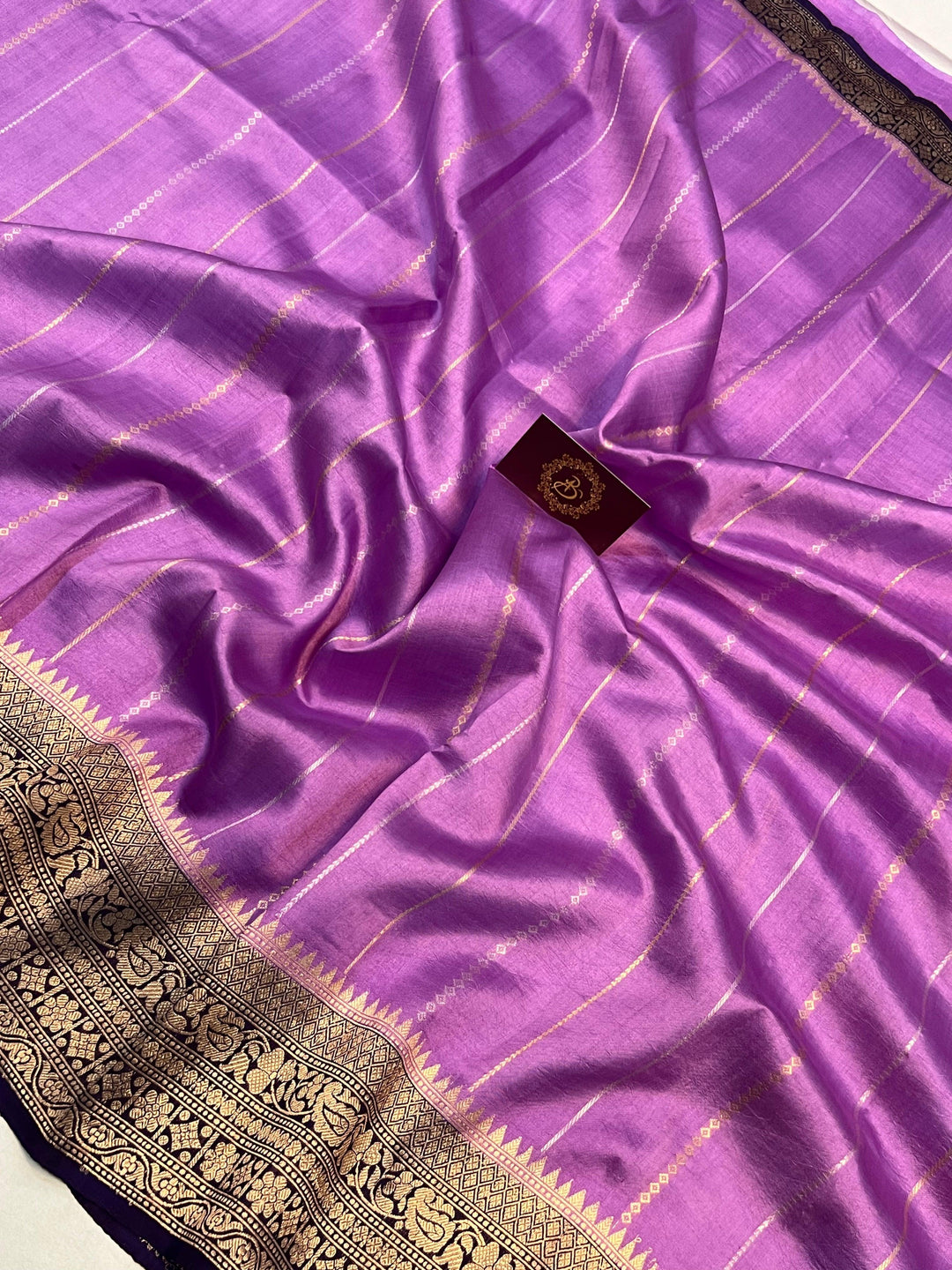 Lavender Pure Banarasi Handloom Silk Saree - Aura Benaras