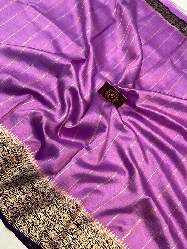 Lavender Pure Banarasi Handloom Silk Saree - Aura Benaras
