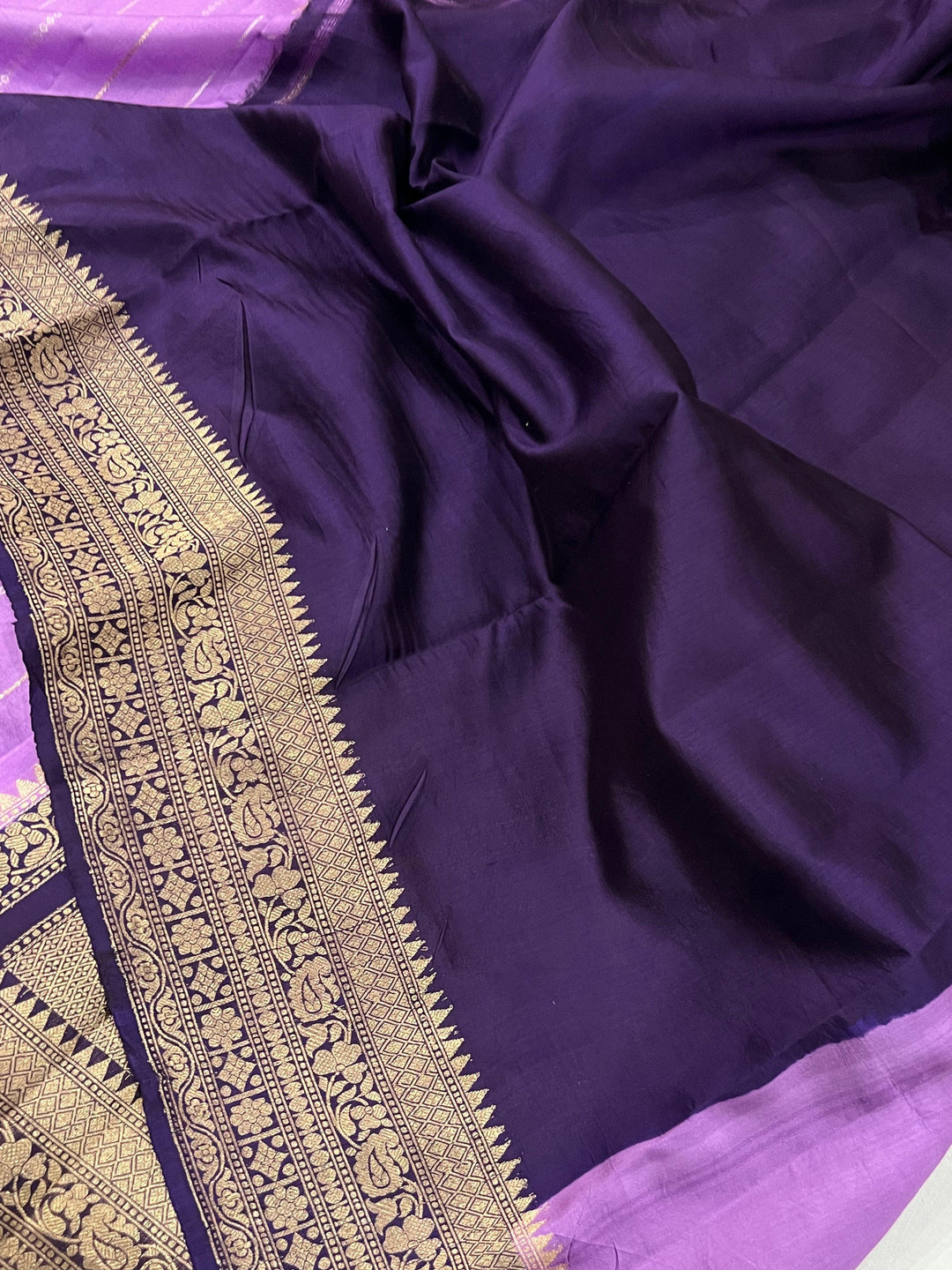 Lavender Pure Banarasi Handloom Silk Saree - Aura Benaras