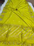 Lemon Yellow Pure Banarasi Handloom Katan Silk Saree - Aura Benaras