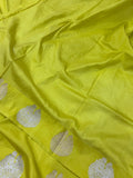 Lemon Yellow Pure Banarasi Handloom Katan Silk Saree - Aura Benaras