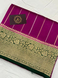 Magenta Purple Pure Banarasi Handloom Silk Saree - Aura Benaras