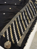 Black Pure Banarasi Handloom Katan Silk Saree - Aura Benaras