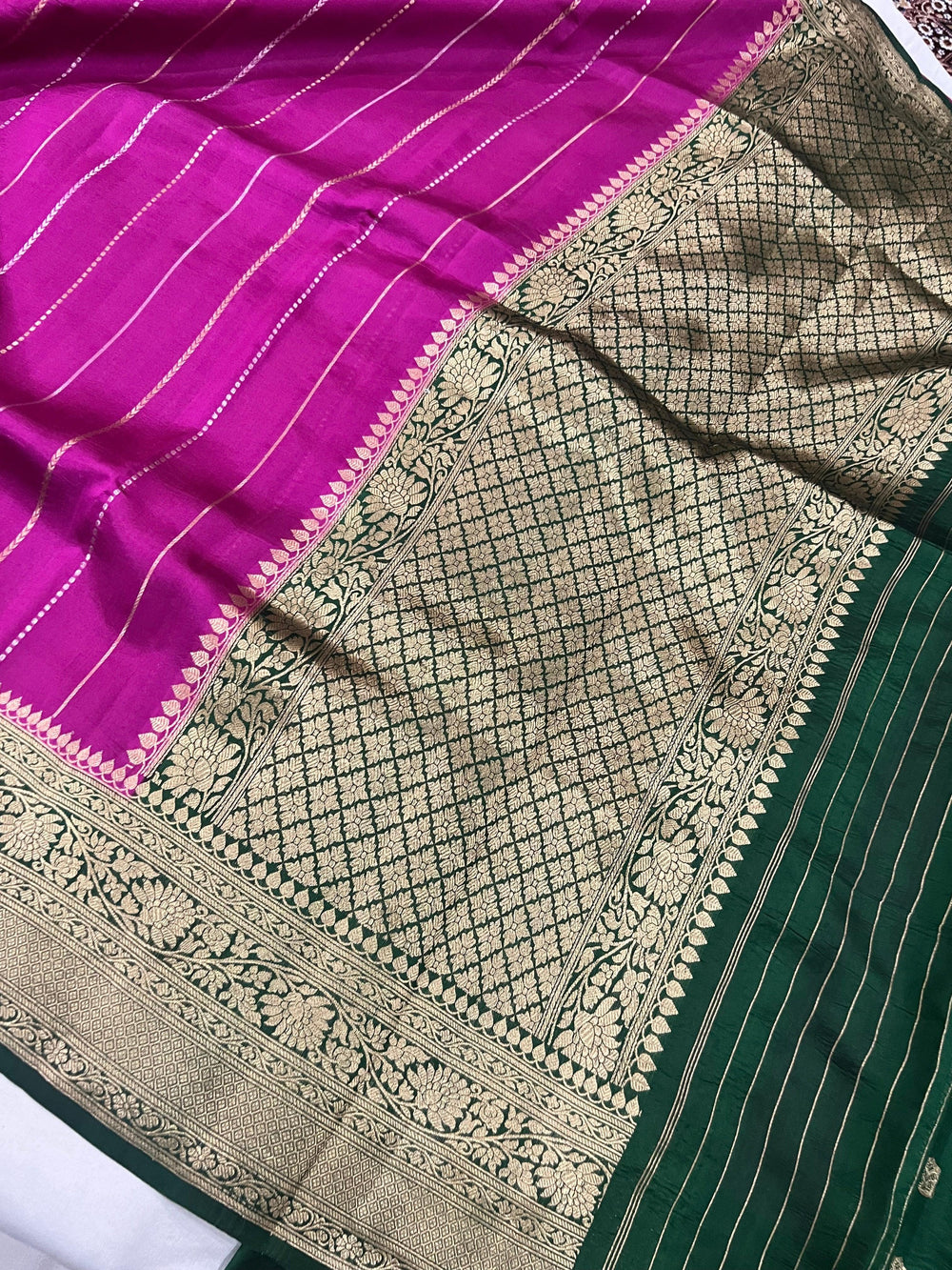 Magenta Purple Pure Banarasi Handloom Silk Saree - Aura Benaras