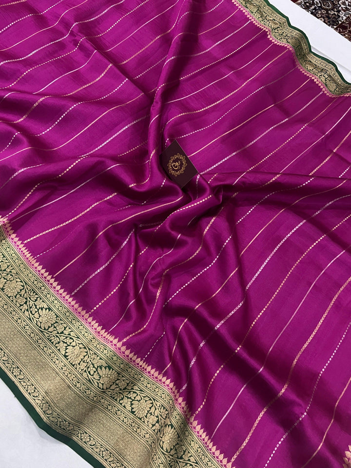Magenta Purple Pure Banarasi Handloom Silk Saree - Aura Benaras