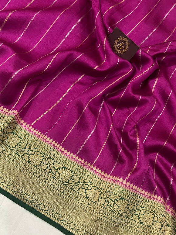 Magenta Purple Pure Banarasi Handloom Silk Saree - Aura Benaras