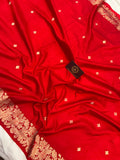 Red Pure Banarasi Handloom Katan Silk Saree - Aura Benaras