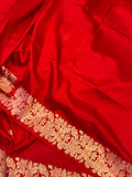 Red Pure Banarasi Handloom Katan Silk Saree - Aura Benaras