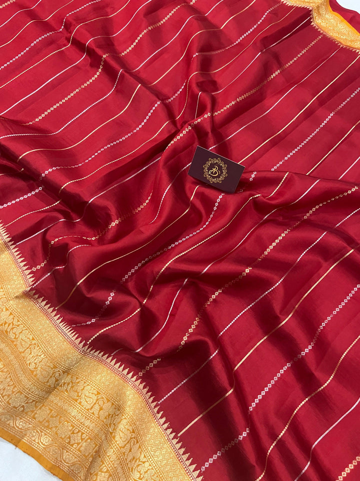 Maroon Pure Banarasi Handloom Silk Saree - Aura Benaras