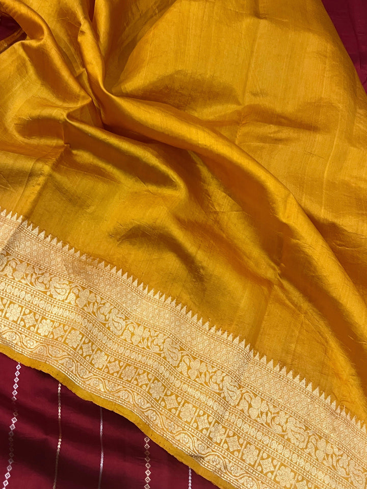 Maroon Pure Banarasi Handloom Silk Saree - Aura Benaras