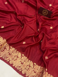 Maroon Pure Banarasi Handloom Katan Silk Saree - Aura Benaras