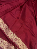 Maroon Pure Banarasi Handloom Katan Silk Saree - Aura Benaras