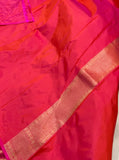 Strawberry Pink Banarasi Handloom Katan Silk Saree - Aura Benaras