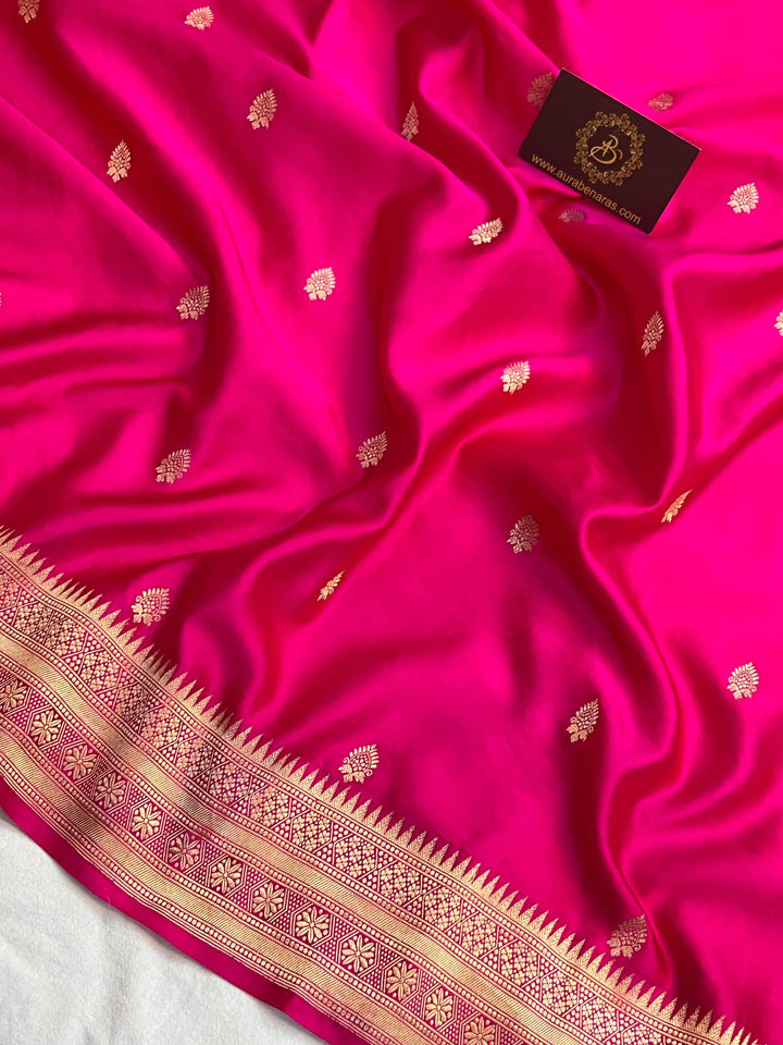 Pre Order :: Hot Pink Mashru Silk Handloom Banarasi Saree