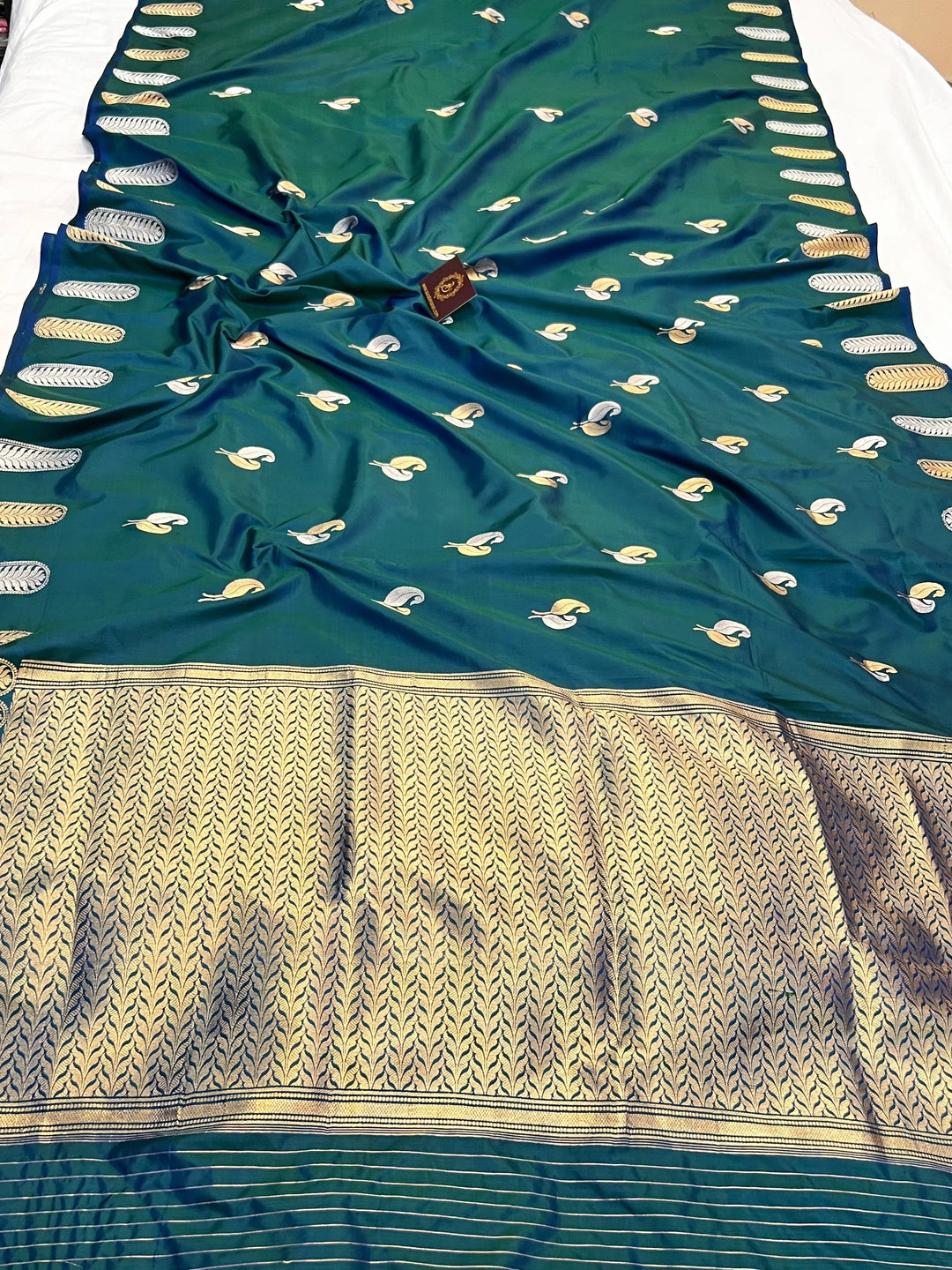 Peacock Blue Pure Katan Silk Handloom Banarasi Saree