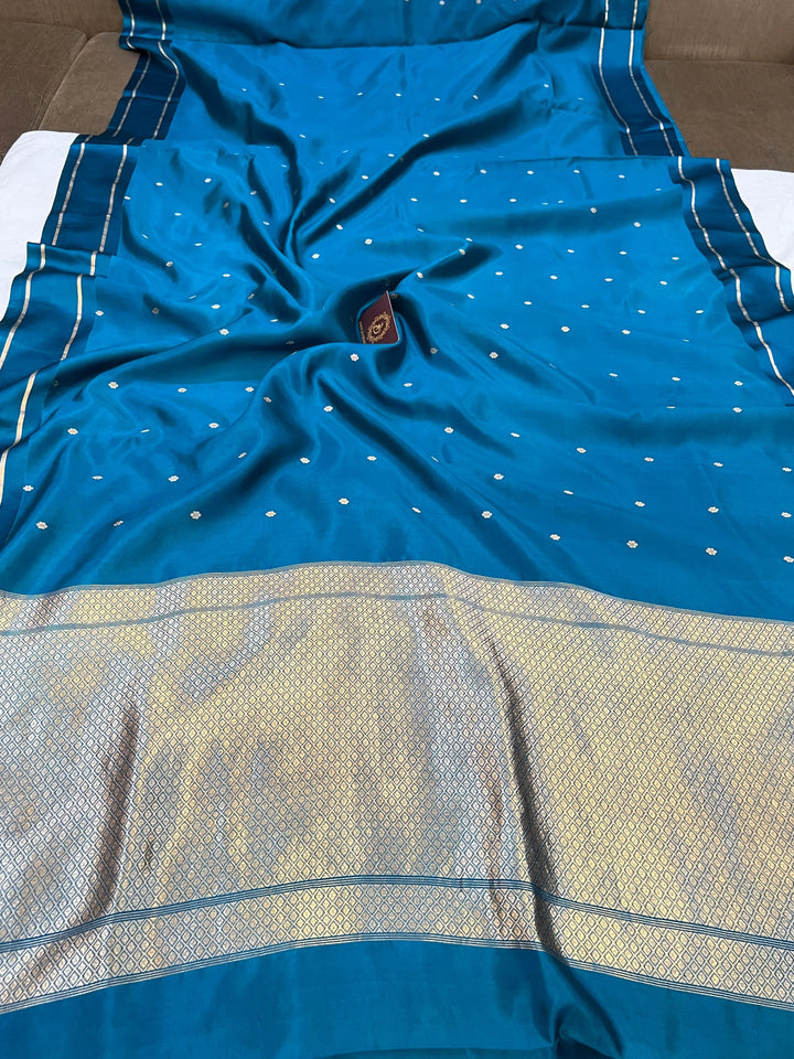 Rama Blue Pure Banarasi Handloom Silk Saree