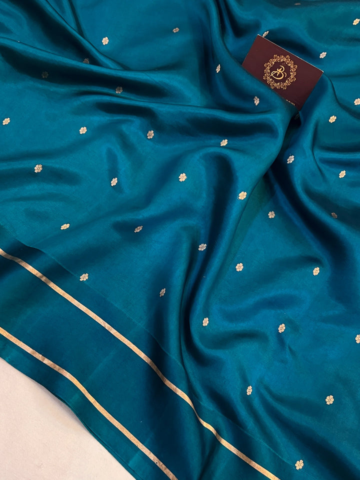 Rama Blue Pure Banarasi Handloom Silk Saree