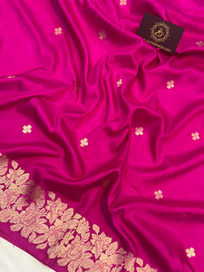 Rani Pink Pure Banarasi Handloom Katan Silk Saree - Aura Benaras