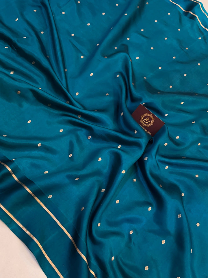 Rama Blue Pure Banarasi Handloom Silk Saree