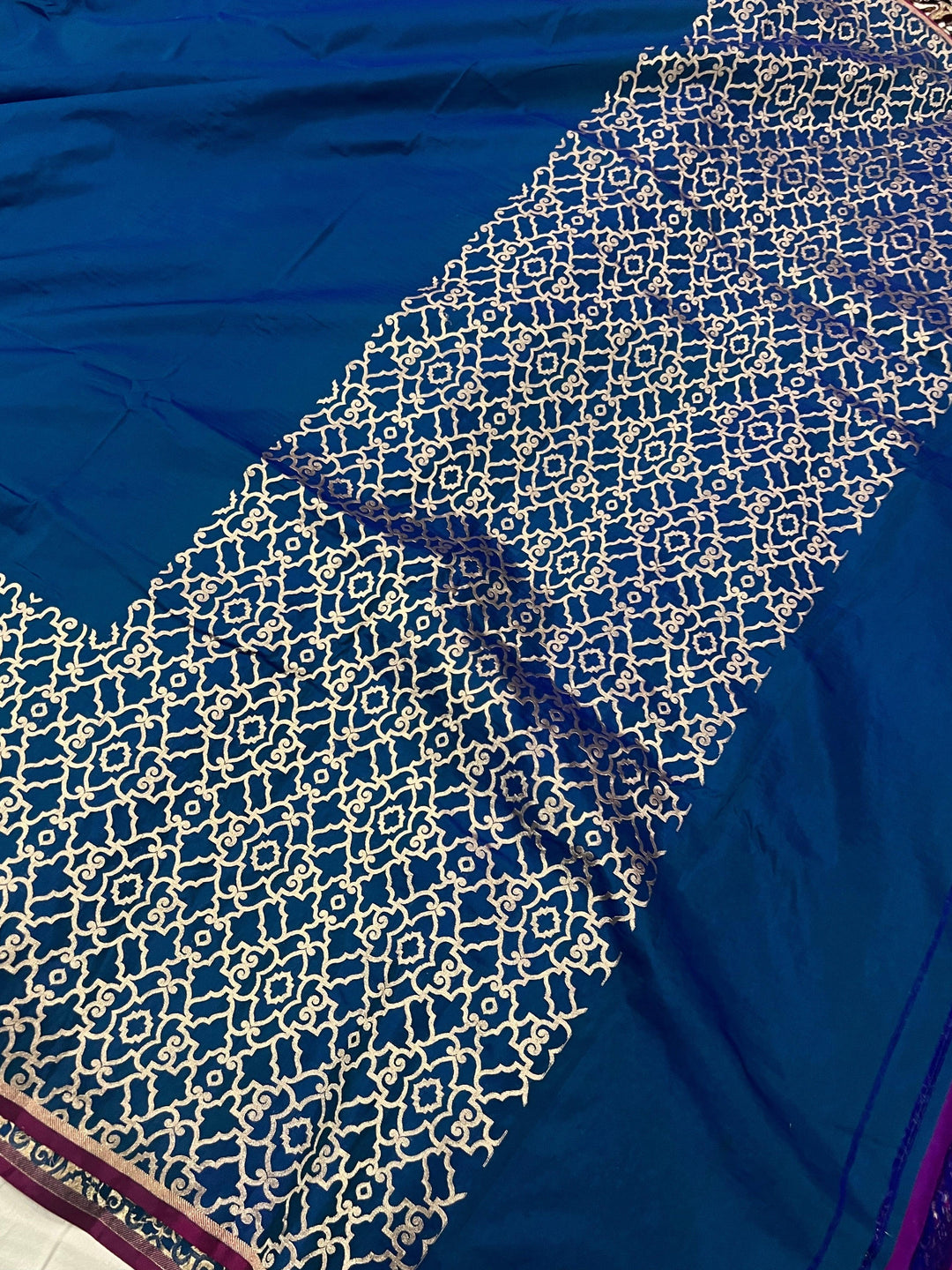 Rama Blue Pure Banarasi Handloom Katan Silk Saree - Aura Benaras