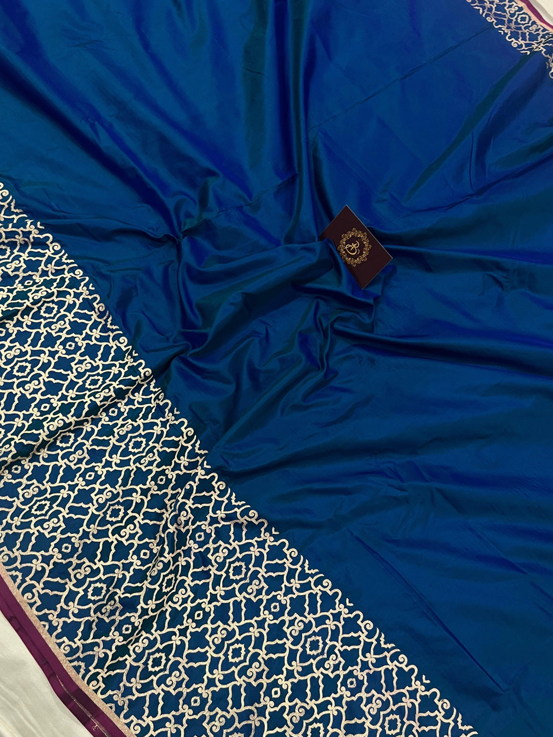 Rama Blue Pure Banarasi Handloom Katan Silk Saree - Aura Benaras